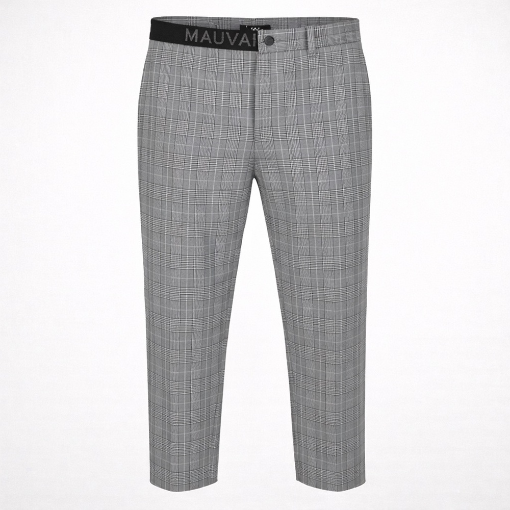 Mauvais Men's Plaid Tailored Capri Trouser Slim Fit Modern Classic Black/White